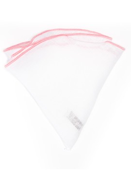 White Linen/Pink Trim Linen Pocket Circle